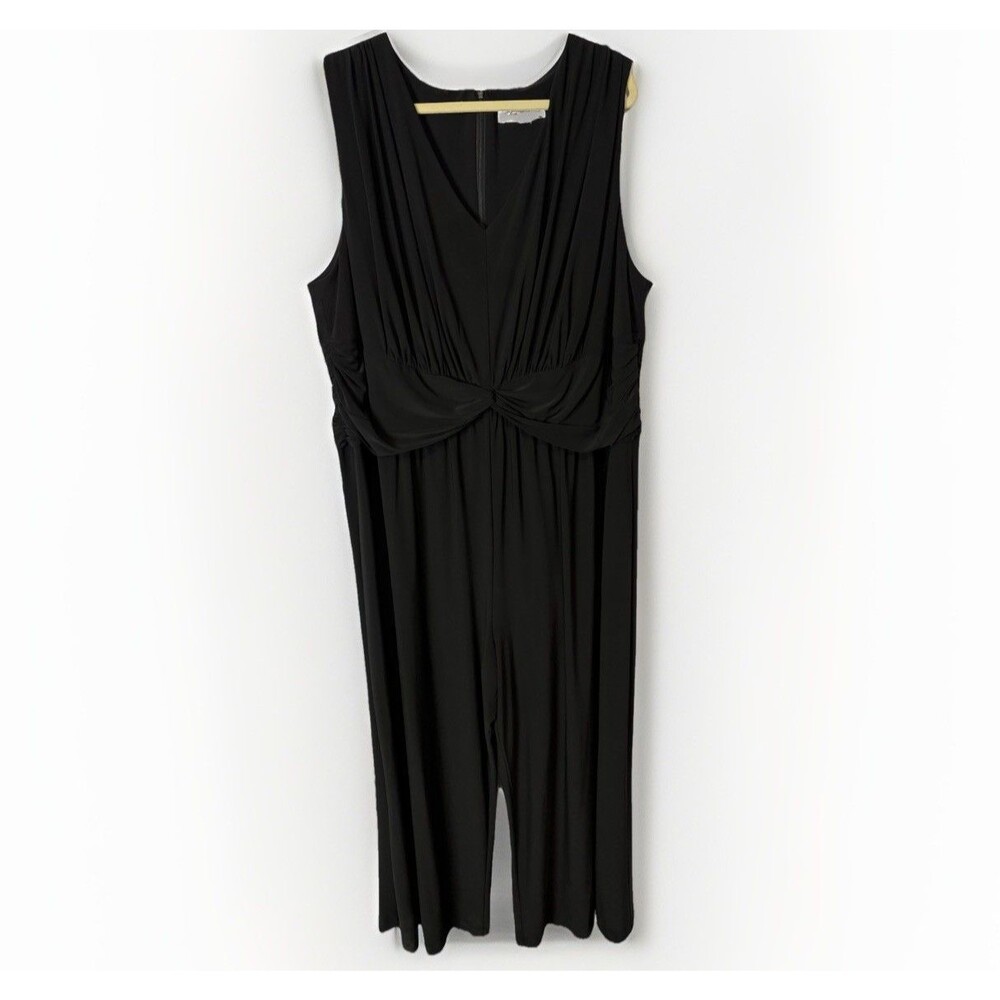 Eliza J Black Sleeveless Jumpsuit Wide Leg Stretch Sz 3X Flattering Party Work
